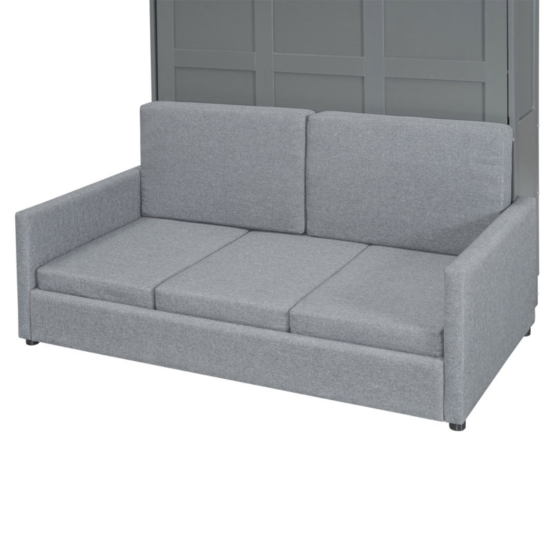 Lit escamotable double pleine grandeur avec coussin, Grey