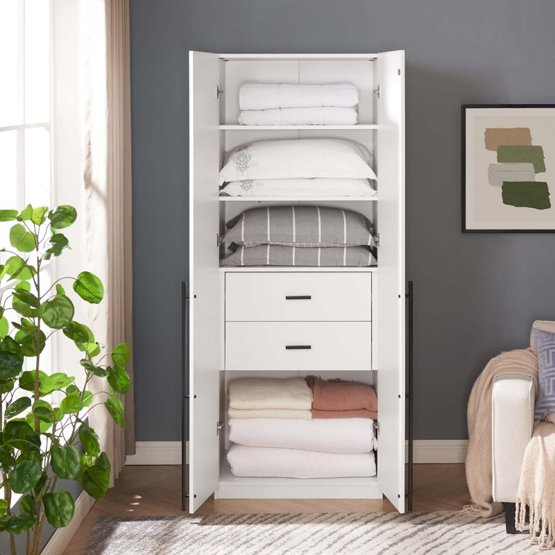 Armoire-penderie 32 "en blanc Lee, Blanc