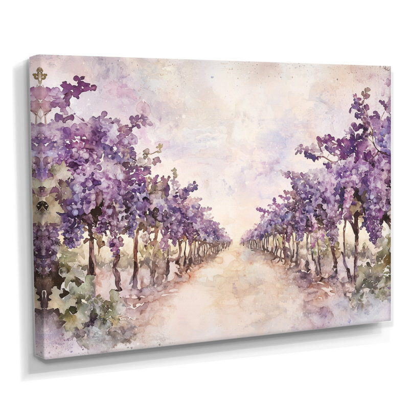 Lavande Vineyard In California II - impression murale vignoble, H 24 po x l 32 po, Toile tendue, Ne s’applique pas