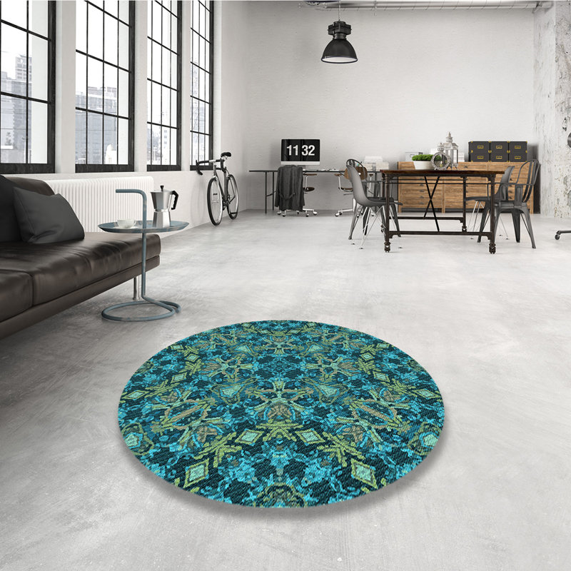 Performance Wool Damask Indoor Rug, Round 8'