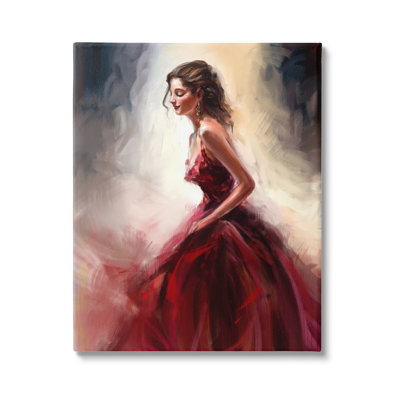 «Elegant Woman Red Dress», impression sur toile tendue