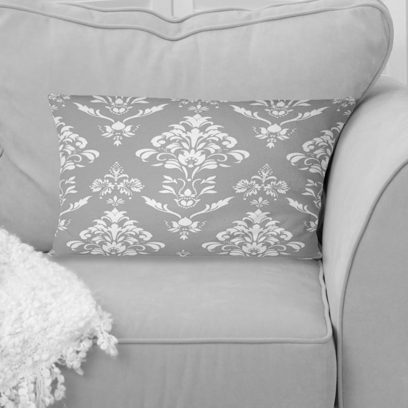 Coussin gris lombaire damassé glamour gris I
