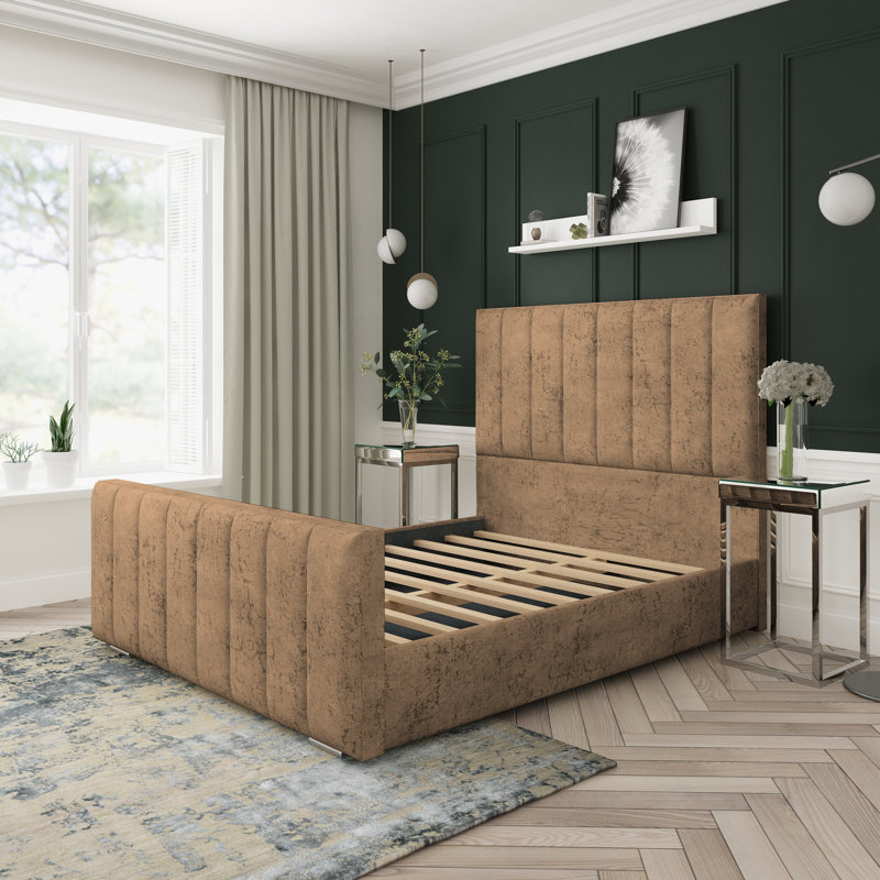 Upholstered Platform Bed, Small Double (4'), Stone