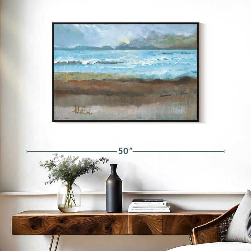 Moments II, 37 po x 25 po, Cadre flottant noir