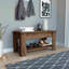 Table de rangement, quatre pieds, tablette inférieure, brun foncé