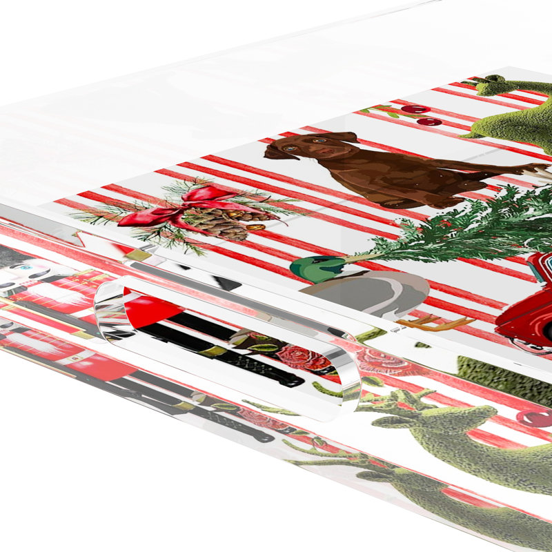 Acrylic Decorative Tray, Stripe, 12"W x 12"D x 2"H