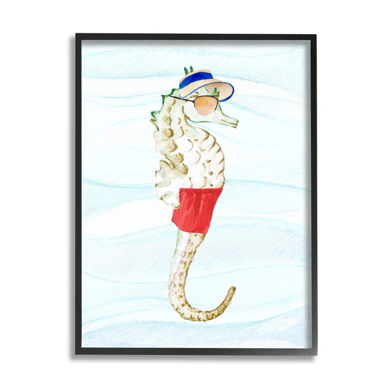 «Lifeguard Seahorse», art nautique giclée encadrée par Lanie Loreth, H 14 po x l 11 po x P 1,5 po, Noir