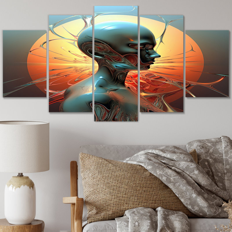 A.I. «Robot Dreams Of Singularity I» - Impression sur toile robotisée - 5 panneaux