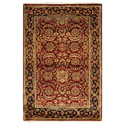 Hand-Knotted High-Quality Red and Black Area Rug