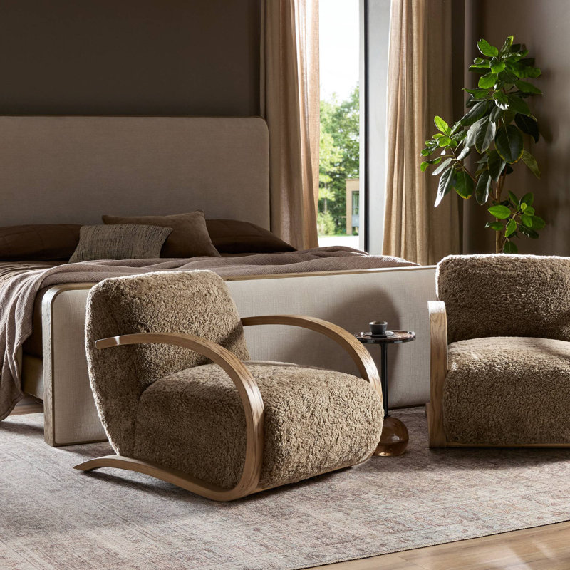 Burke Chair-Taupe Shearling, Taupe Shearling