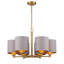 Lustre classique / traditionnel 6 lumières à intensité variable avec abat-jour en tissu gris