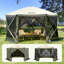 Tente pour abri de jardin Pop Up, abri de soleil avec auvent à 6 côtés avec 6 toiles d'intimité amovibles et fenêtres en filet, tente écran rapide 12 x 12 pi avec moustiquaire-100518152-100518153