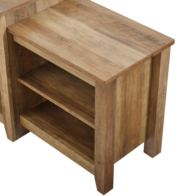 Dooly 80" Tiered TV Stand for TVs up to 50", Rustic Oak