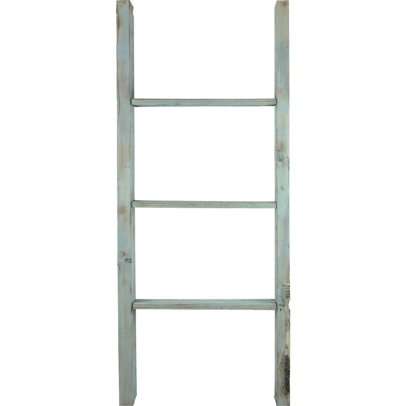 Échelle décorative Vintage Farmhouse Rung, Bleu bois flotté, H 48 po x l 19 po x P 3,5 po