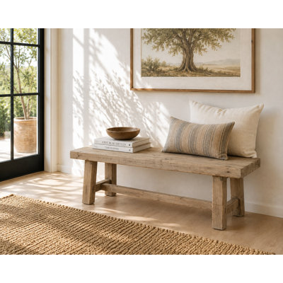 60" Long 16" Deep Solid Pinewood Bench Weathered Natural