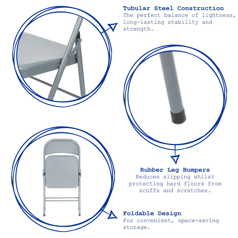 Metal A-Frame Sign Holder Folding Chair, Matte Grey