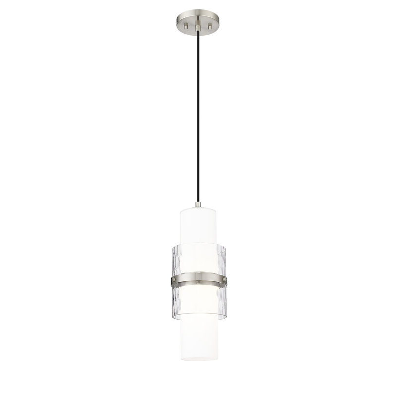 Luminaire suspendu cylindrique à 1 lumière Yamir, Nickel brossé
