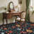 Floral Machine Washable Rug Non-Slip Farmhouse Floor Cover, Stain-Resistant Low Pile Indoor Carpet Mat for Living Room-1937429498