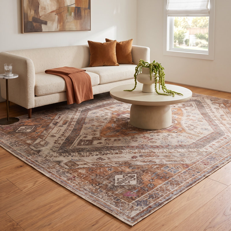 Vincenta Oriental Brown/Ivory/Gray Area Rug, Rectangle 7'10" x 9'10"
