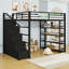 Lit mezzanine double avec garde-robe, tablettes, garde-corps et lattes