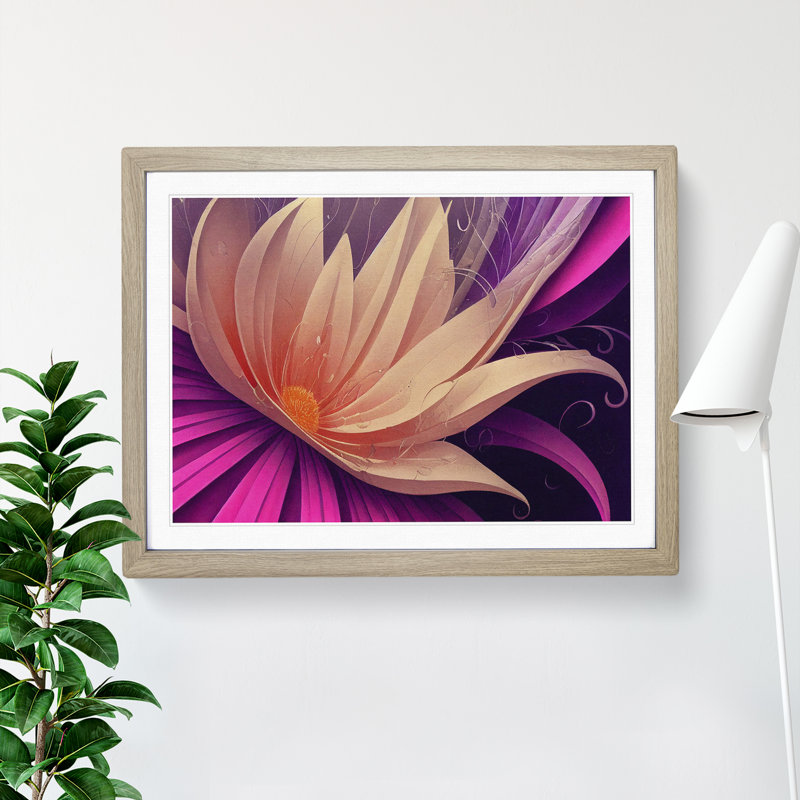 XH1022-7089X Positive Modern Flower Art - Single Picture Frame Print, 46cm H x 64cm W x 2cm D, Oak Framed