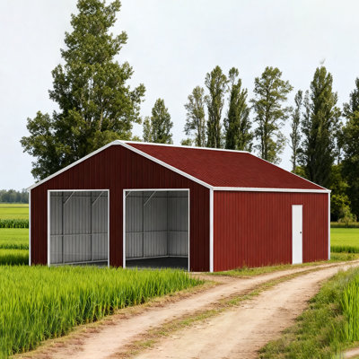 33FT x 25FT Metal Garage Barn Shed– Reinforced Steel Structure with Dual Doors  Storage Shed - The customer must have unloading capabilities, such as a forklift or crane