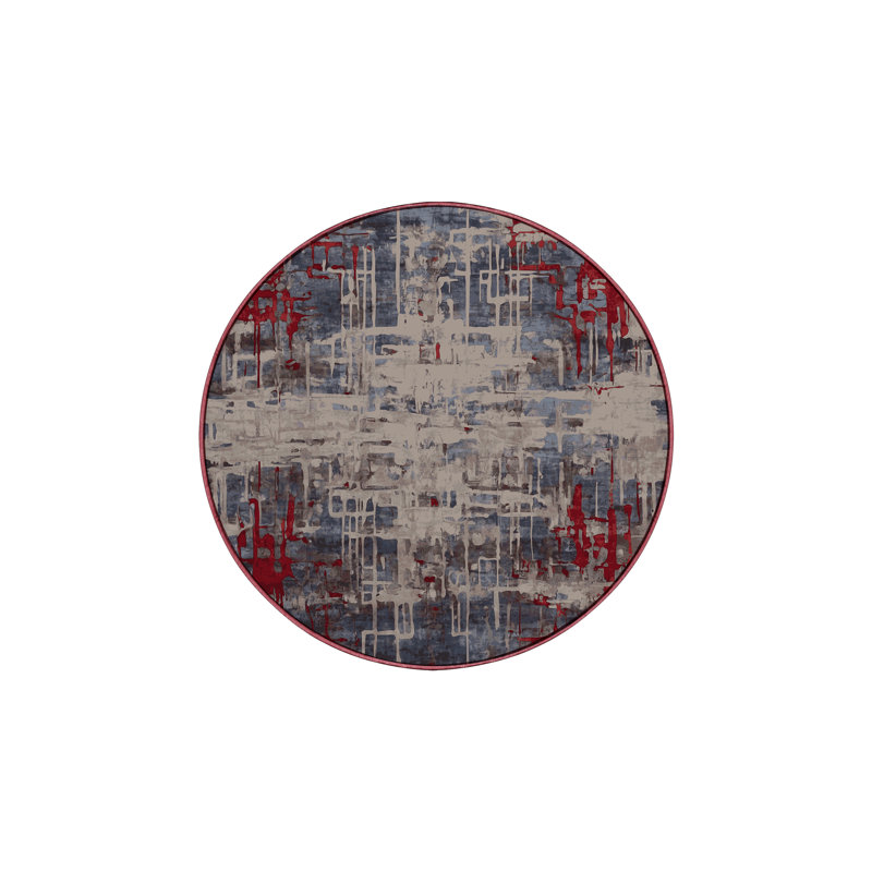 Tapis brun lavable à la machine, Rond 8 pi