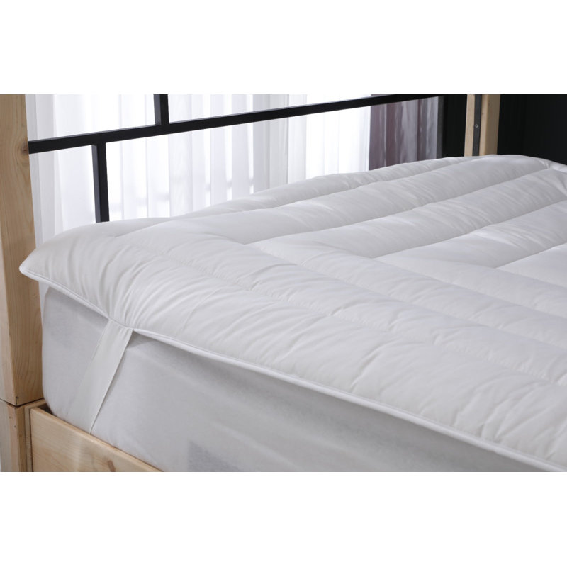 Twin Size White Wool Mattress Topper with Cotton Cover