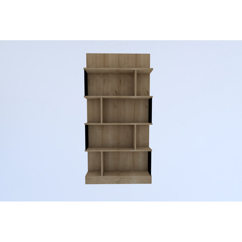 Bibliothèque Modern Sapphire, 63 x 63 x 8,6 pouces | 100% panneau de particules enduit de mélamine, épaisseur: 0,7 pouce | Conception murale, plusieurs tablettes pour un rangement supplémentaire | Élégant et fonctionnel pour la maison ou le bureau