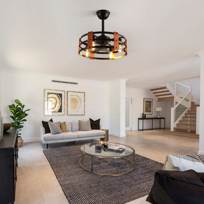 20"  Modern Farmhouse Ceiling Fan With Lights And Remote Control For Bedroom