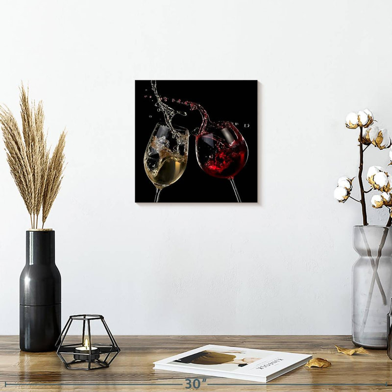 Red And White Wine Splash Canvas Print, 10" H x 10" W x 1.25" D