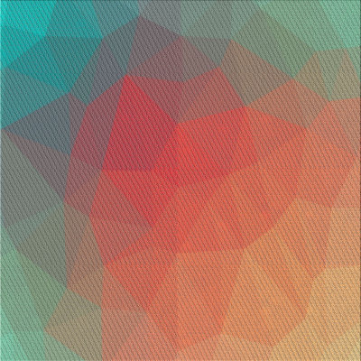 Tapis rouge/aqua à motif vert
