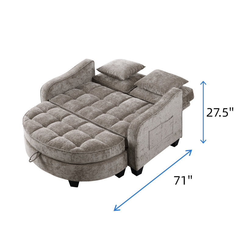 Canapé deux places avec repose-pieds avec espace de rangement, Brun