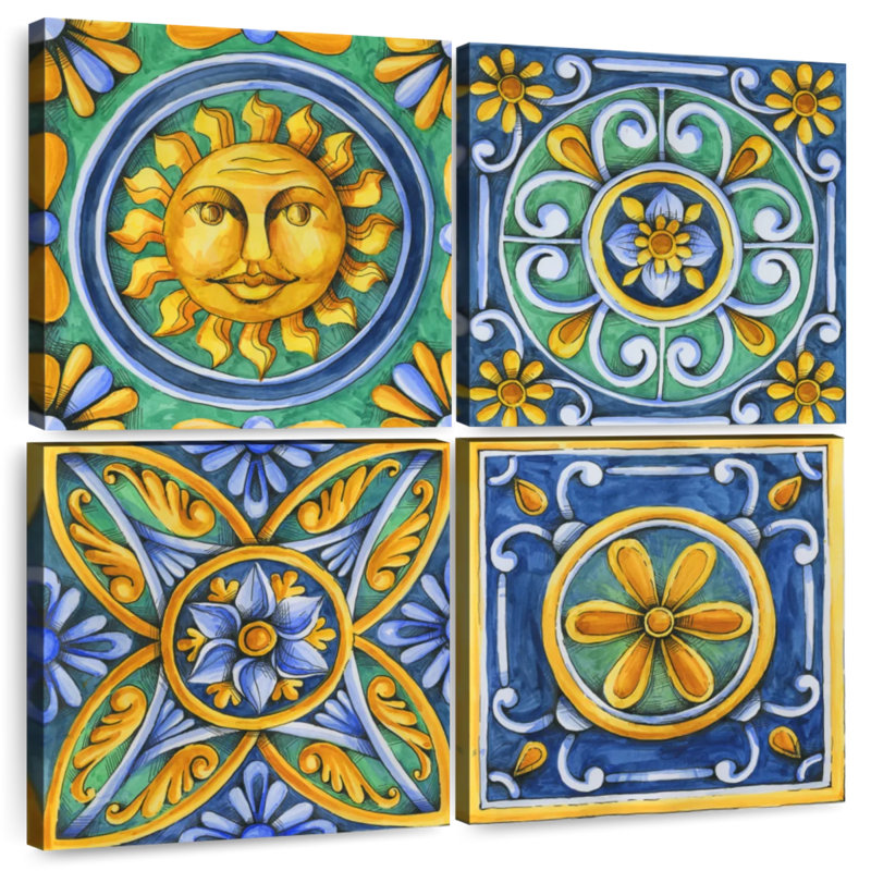 Flower Pattern Tiles, 18" H x 18" W