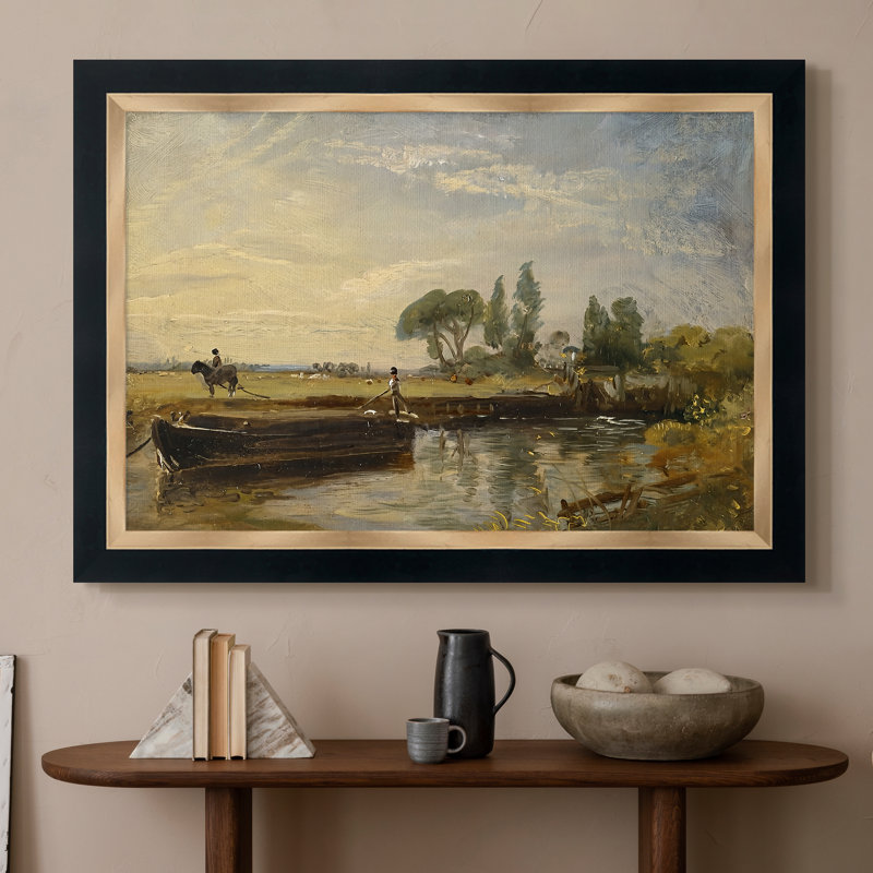 Barge sous l'écluse de Flatford, v. 1810 - John Constable - Toile encadrée sur mesure, 16 po x 22 po, Toile avec cadre