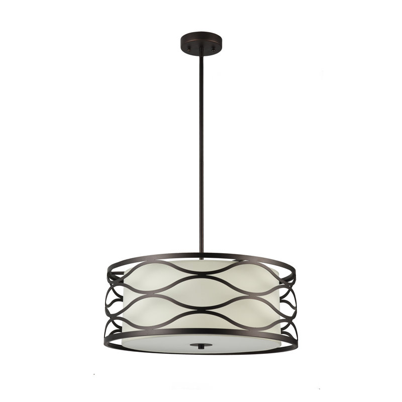 Plafonnier semi-encastré tambour 3 lumières unique Rafia, H 73,5 po x l 20 po x P 20 po