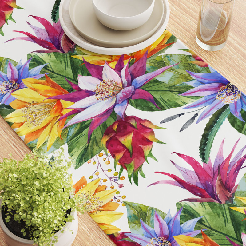 Table Runner, 100% Cotton, Floral 191, 90" x 16"