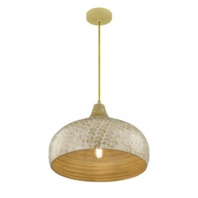 Torven 1-Light Pendant in Ivory and Gold Shell