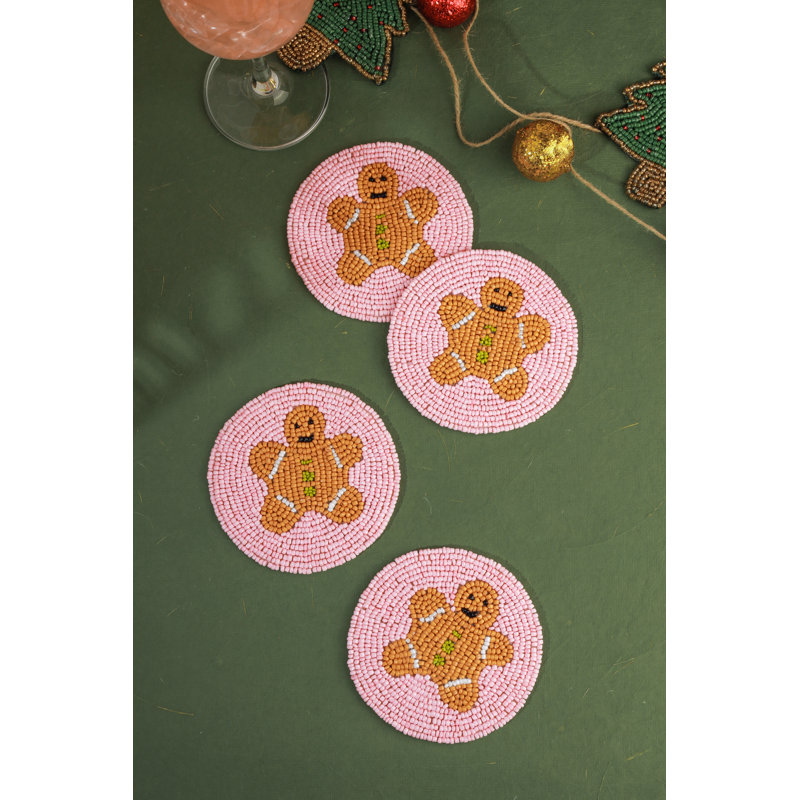 Glass Agate Ceramic Jute Leather Crystal Round 4 Piece Coaster Set