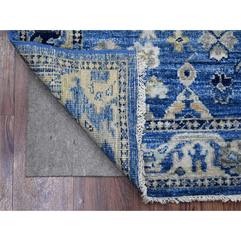 Tapis de couloir oriental en laine saphir afghane 2 pi 8 po x 7 pi 8 po Oushak