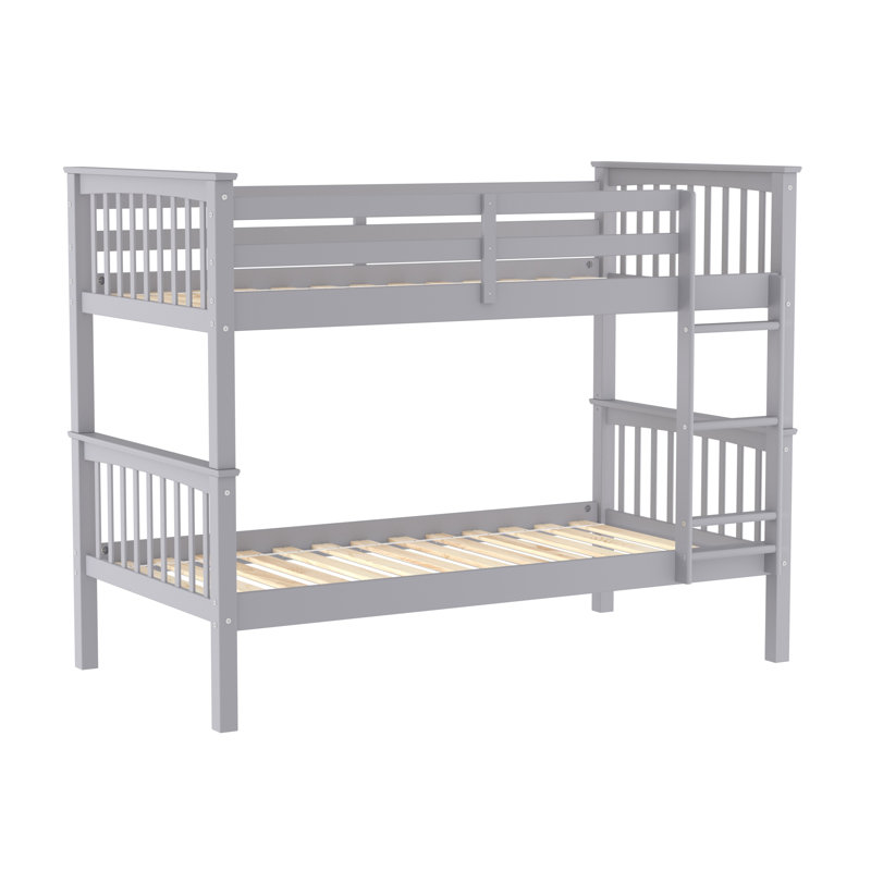 Brinna Kids Twin Over Twin Bunk Bed, Gray
