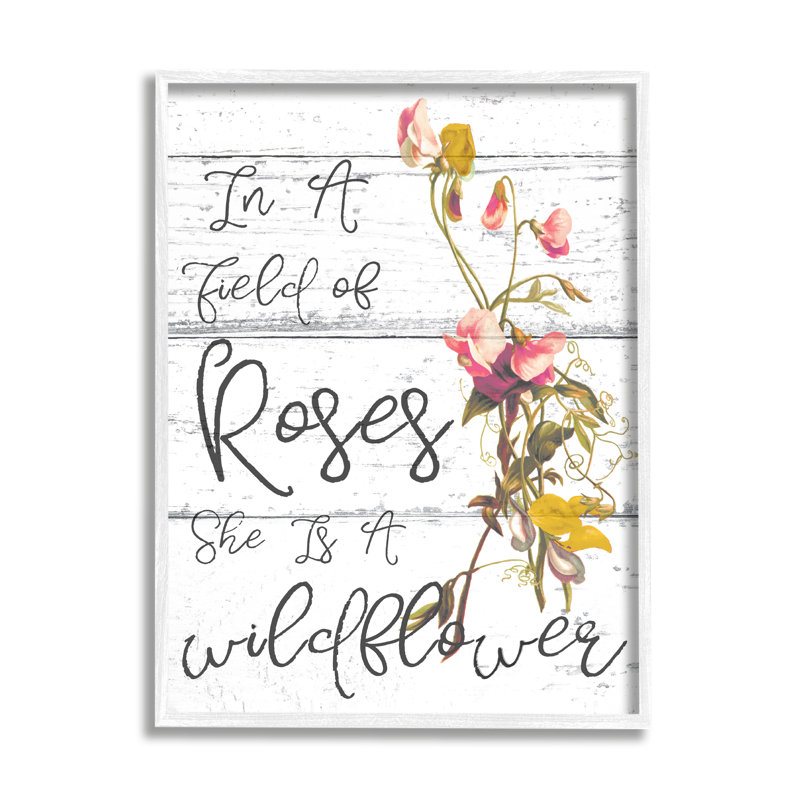 Reproduction d’art textuel, "be a Wildflower cursive" par Daphne Polselli, H 14 po x l 11 po