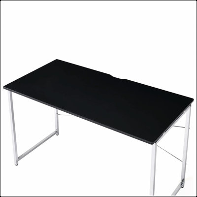 Bureau d'écriture rectangulaire moderne avec cadre en métal durable et surface de travail spacieuse, parfait pour la maison ou le bureau.