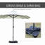 Parasol d'extérieur rectangulaire en acier de 15 pi avec base, protection solaire et manivelle pour terrasse-454602009