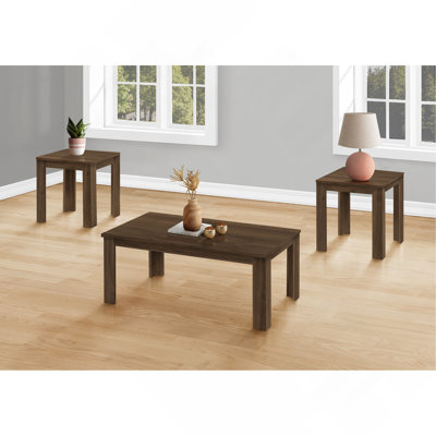 Table Set, 3Pcs Set, Coffee, End, Side, Accent, Living Room, Walnut Laminate, Transitional