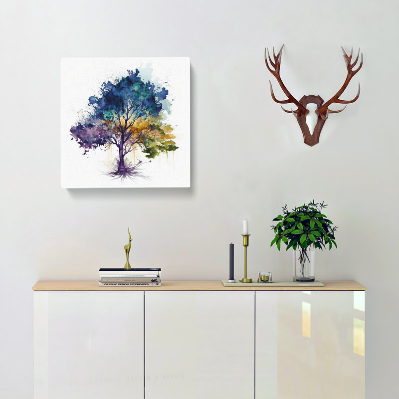 Tree Watercolour - Wrapped Canvas, 50cm H x 50cm W