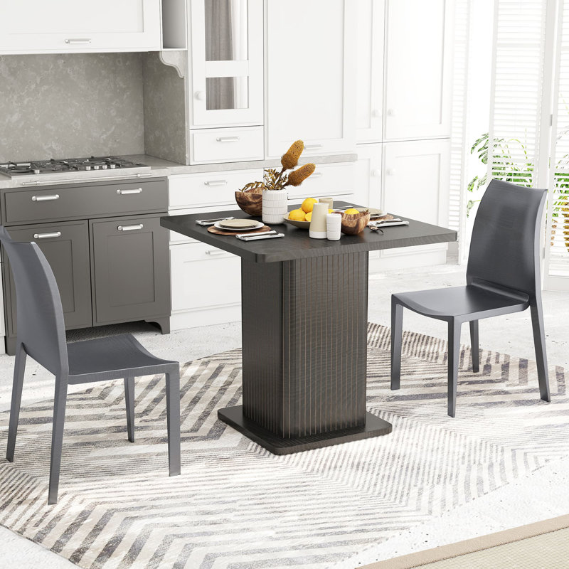 Small Dining Table For 2-4, 31.5 Inch Square Kitchen Table With Storage For Dining Room, Space Saving, Black