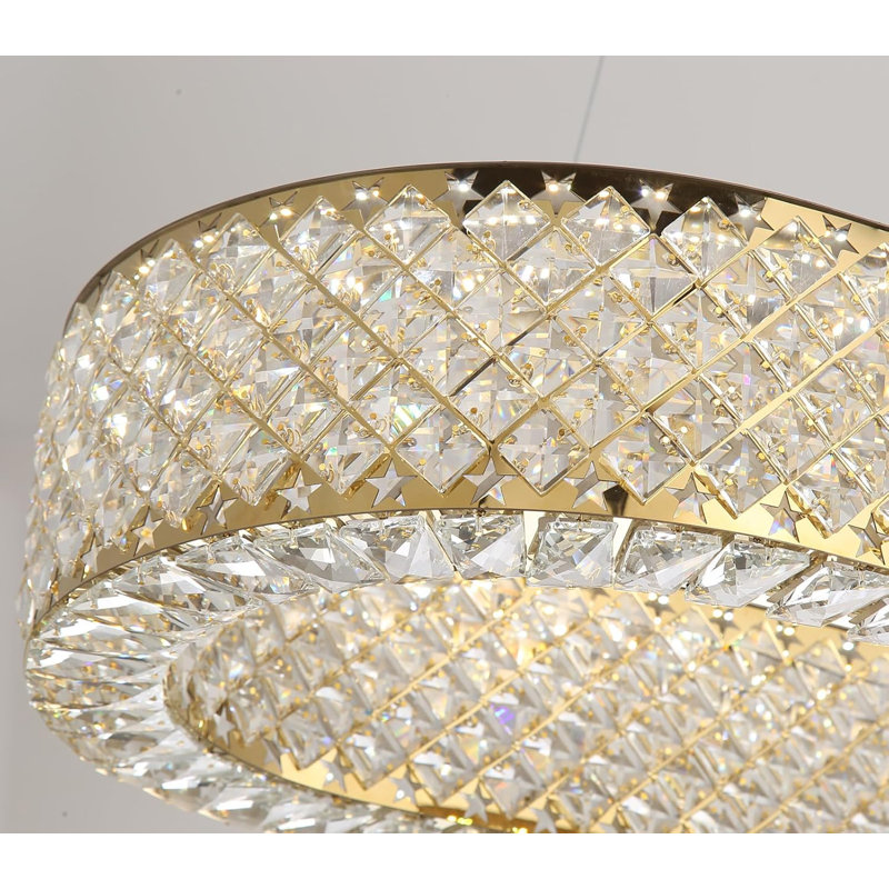 Glam Rectangular Crystal Chandelier, Gold