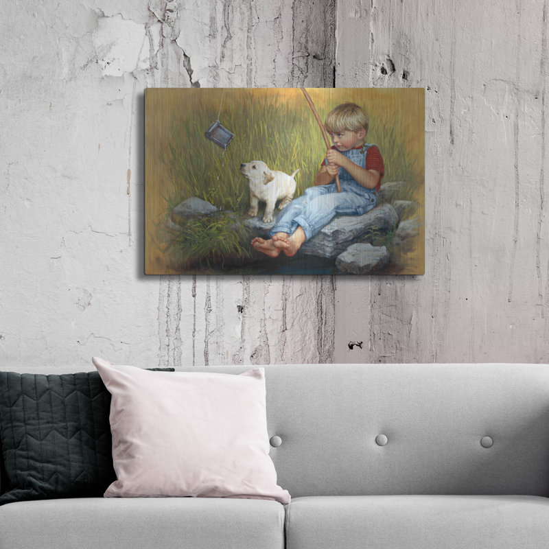 Lark Manor ™ «Fishing Blues» par David Lindsley, art mural en métal, H 24 po x l 36 po