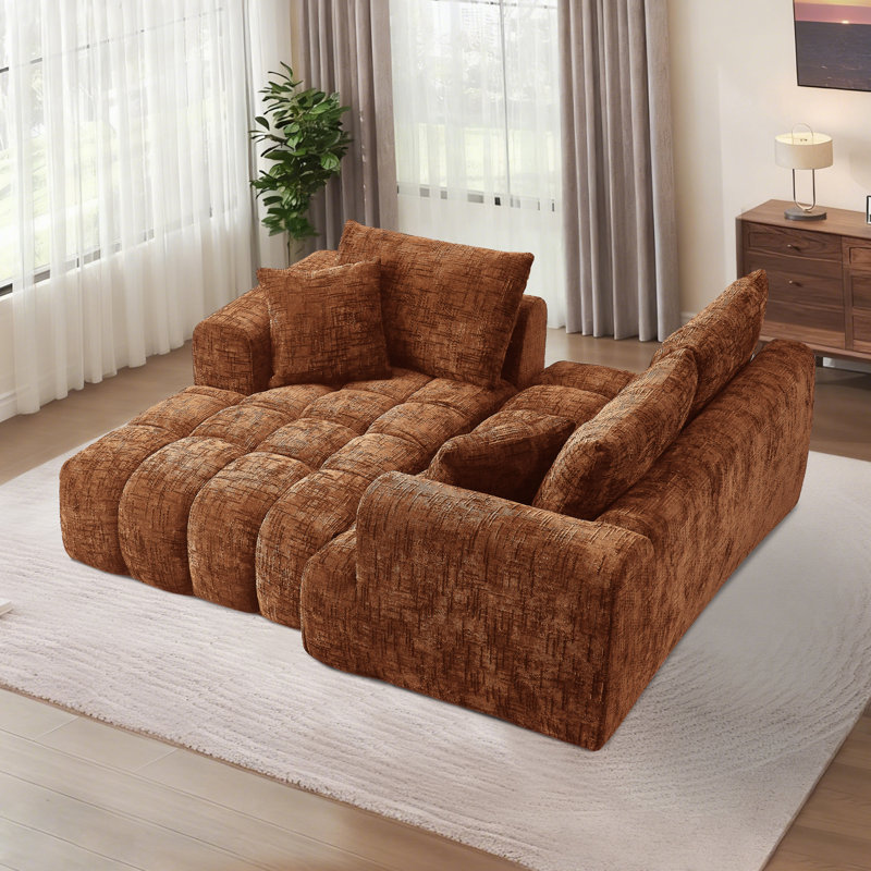 Canapé modulaire 108 po Chenille, Face à la gauche, Chenille orange